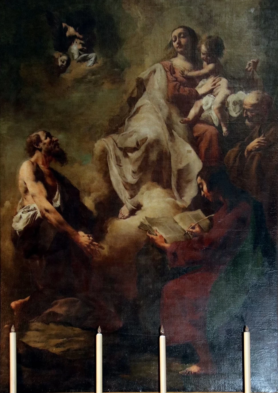 Madonna col Bambino in gloria con i santi Andrea, Giovanni evangelista, 1739 - Chiesa di San Filippo Neri (Cortona)